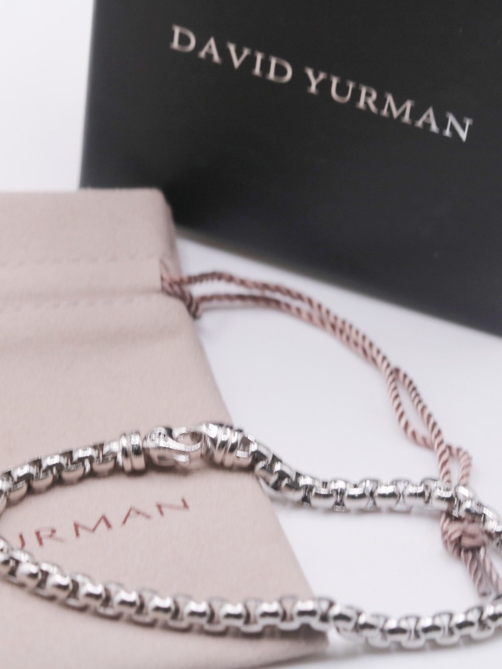 David Yurman 925 Sterling Silver Box Chain Link Bracelet 8.25" for women and men